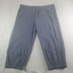 GUDRUN SJODEN Wide-Leg Cropped Pants Womens XXL Blue Linen Blend